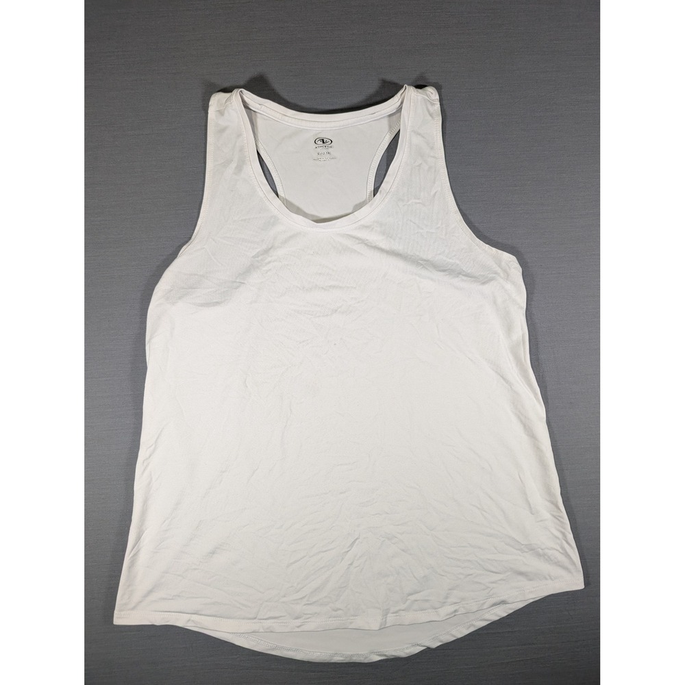 Athletic Works White Racerback Tank Top Large 12-14 Activewear Scoop Neck Tank